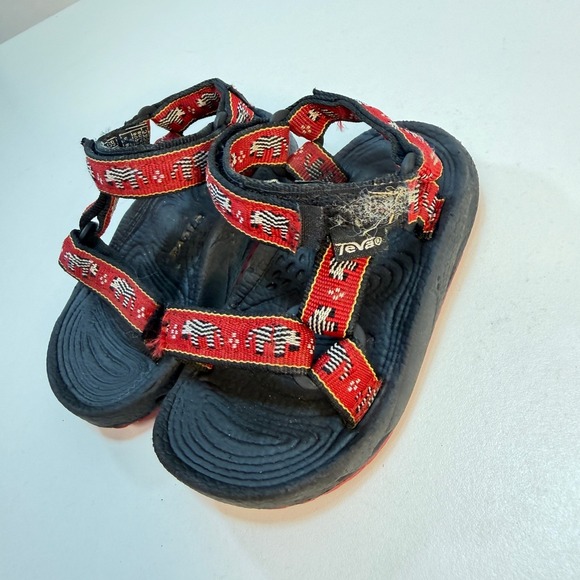 Teva Hurricane Sandals Kids Toddler Size 4 Black Red Zebra Print Strappy Outdoor - Picture 3 of 8